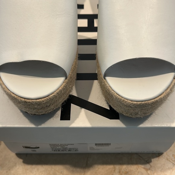 Women’s SCHUTZ Thalia White and Tan Espadrille Wedge Platform - Picture 4 of 16